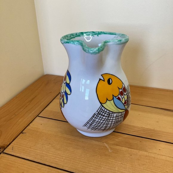 Fish Market Woman Italian Style Ceramic Water Pitcher 1 litre Vintage Spongeware - Picture 2 of 7